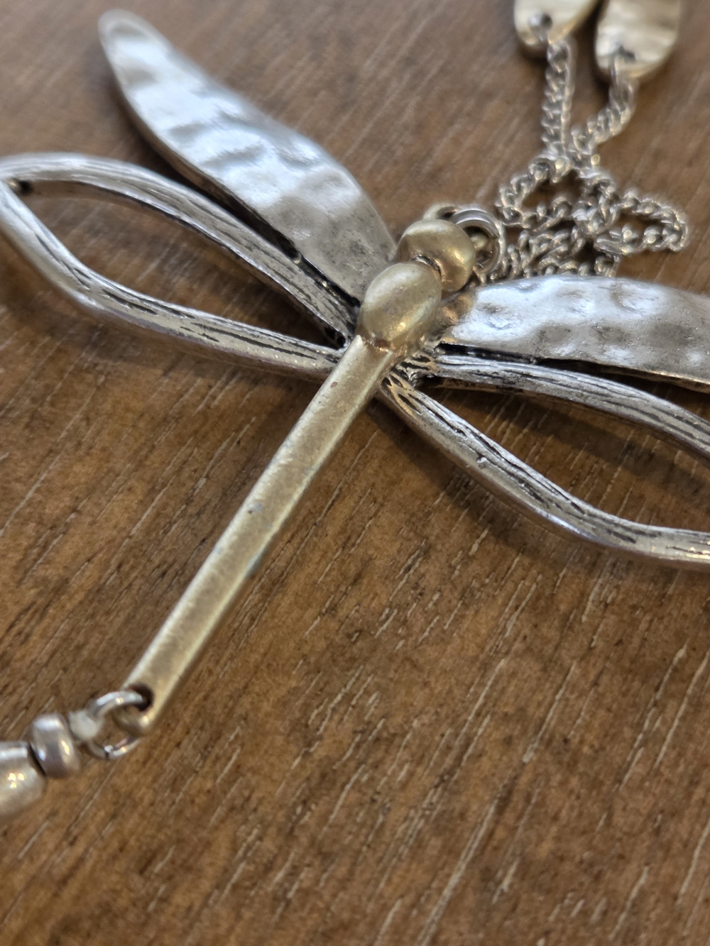 Dragonfly Pendant Necklace in Silver and Gold Tones Vintage Sundance Catalog